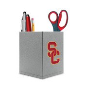 USC Trojans Gray SC Interlock Square Desk Caddy